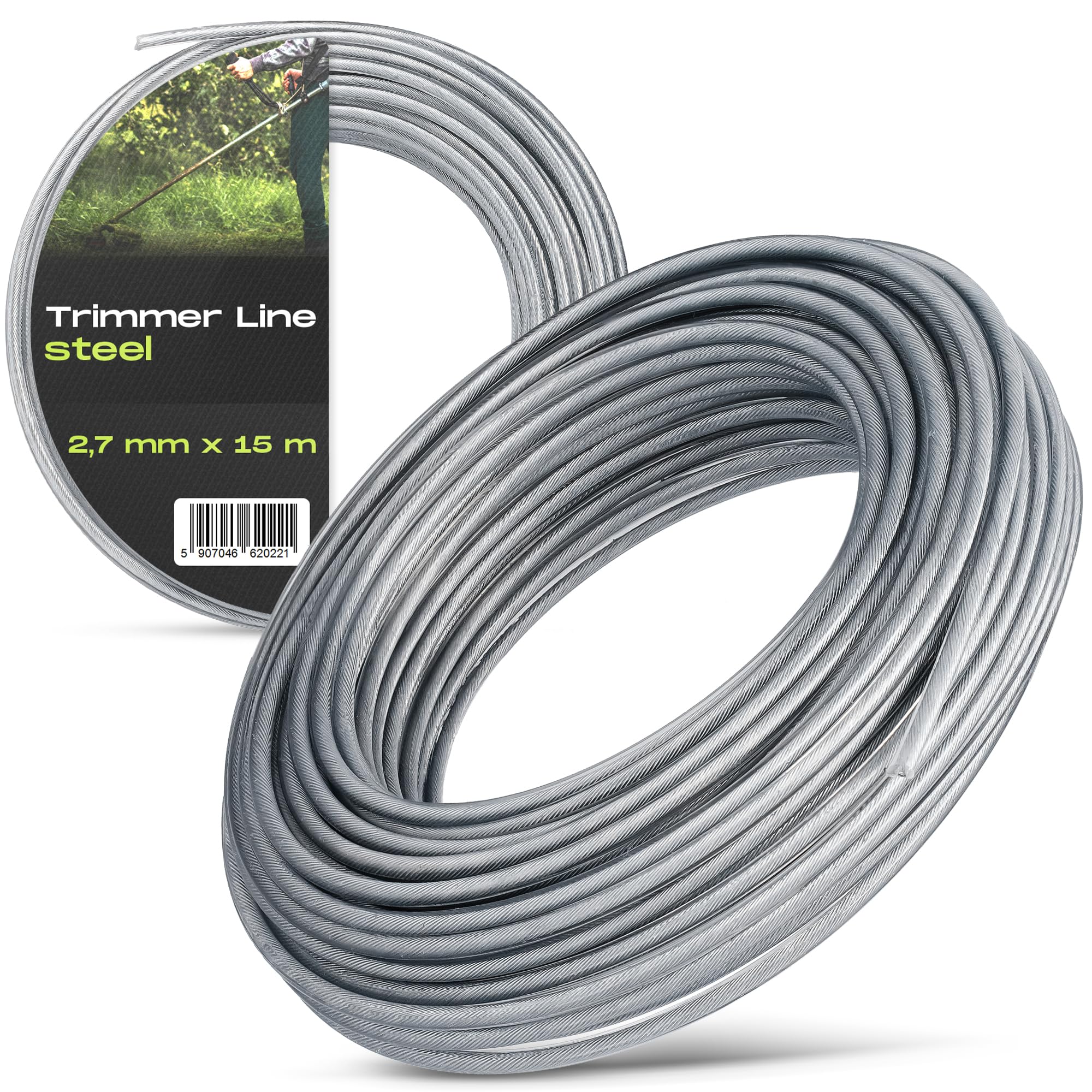 Filo Decespugliatore In Acciaio 2,4mm - 15m, Con Copertura Nylon, Universale - Foto 6