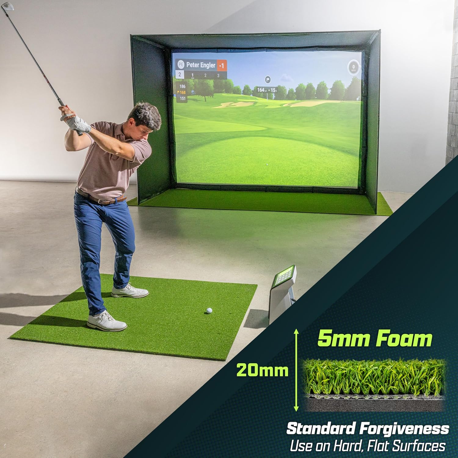 GoSports Pro Golf Hitting Mat for Indoor and Outdoor Practice - Withstands About 75,000 Shots - Heavy-Duty Turf Driving Range Mats Works with Golf Simulators - Includes 3 tees - Choose Your Size