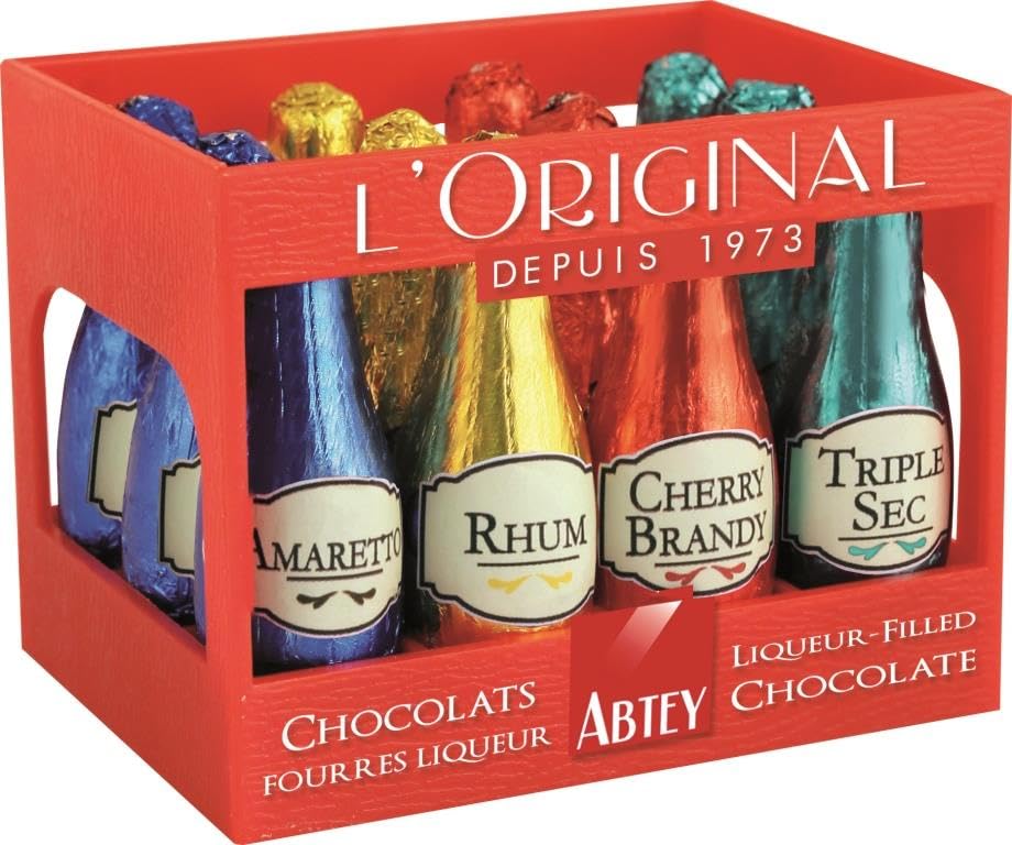Juego de 2 taquillas de chocolate con licor original Abtey – Chocolate negro con relleno de licor – 2 x 108 g – Estuche Gourmand para regalar