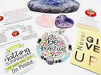 Vista 8 de Pulsera de fertilidad de tortuga fértil/piedras preciosas naturales cuarzo rosa, piedra lunar, amatista, cristal de roca, granate, ónix