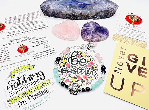 Miniatura 8 de Pulsera de fertilidad de tortuga fértil/piedras preciosas naturales cuarzo rosa, piedra lunar, amatista, cristal de roca, granate, ónix