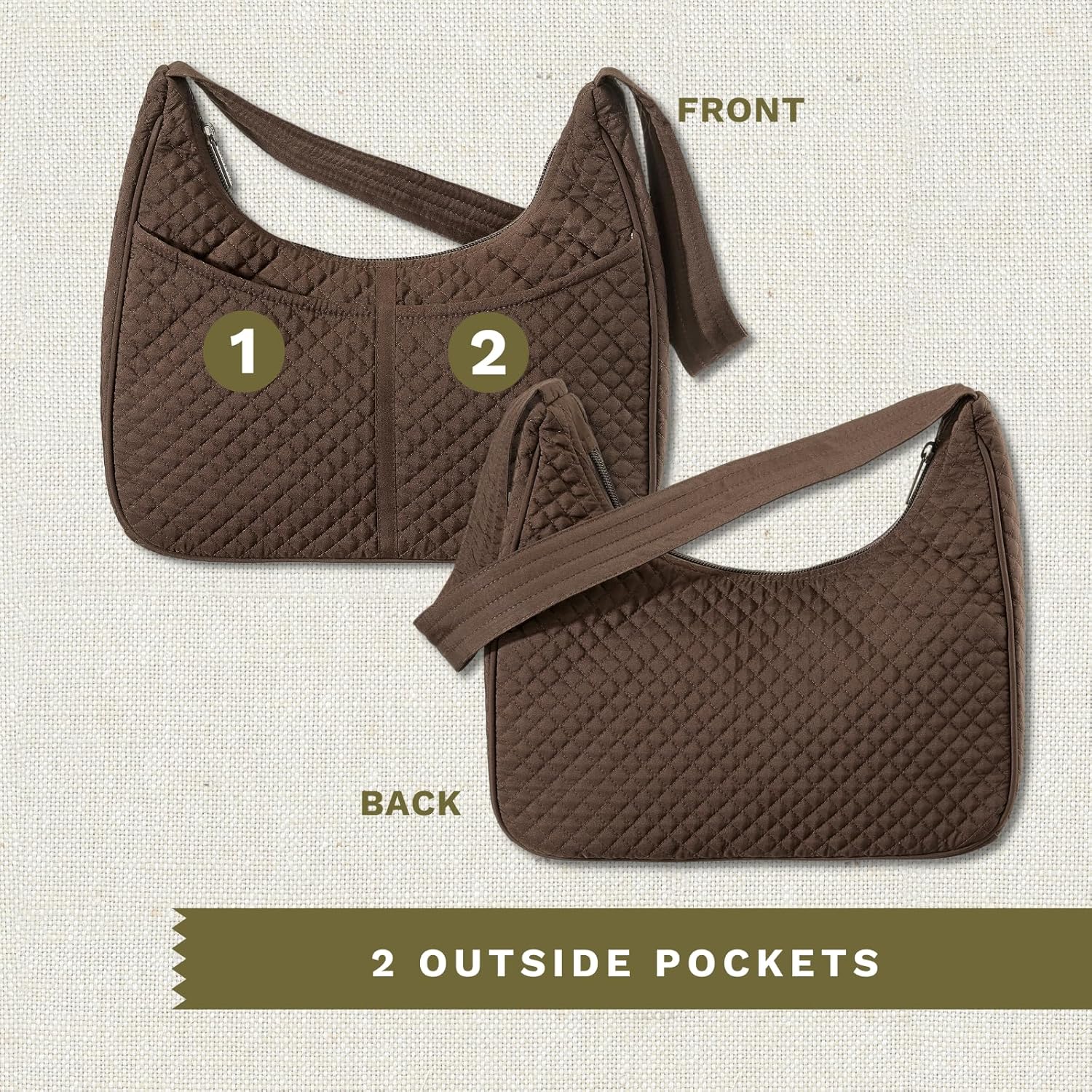 Bella Taylor Blakely - Hobo Shoulder Bag for Women - Lightweight Quilted Fabric Purse with Pockets - Image 6