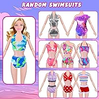Vista 6 de 342 piezas de ropa y accesorios para muñecas con muñeca, vestidos de princesa, vestidos de moda, parte superior, pantalones, trajes de baño