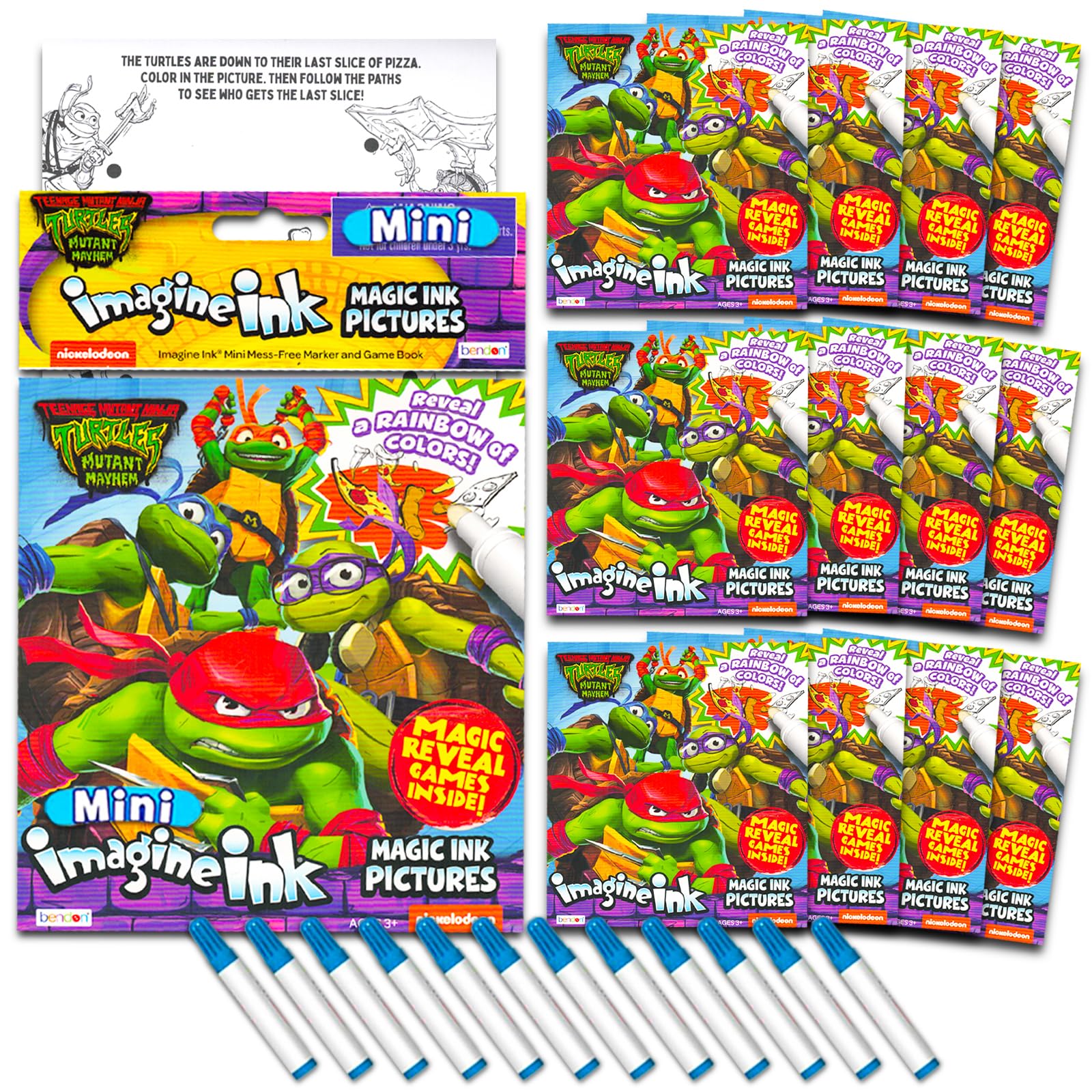 TMNT Imagine Ink Magic Coloring Book Party Favor 12 Pk Mess Free Bundle