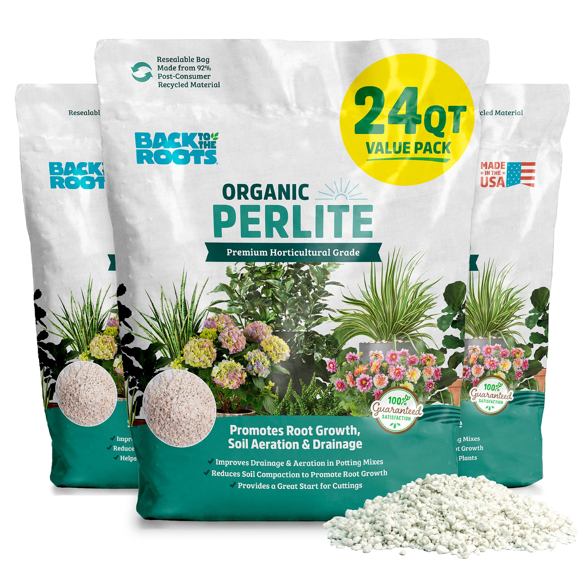 Back to The Roots 100% Organic Perlite (24 qt Value Pack) | Made in The USA | Premium Nutrition for Indoor and Outdoor Plants