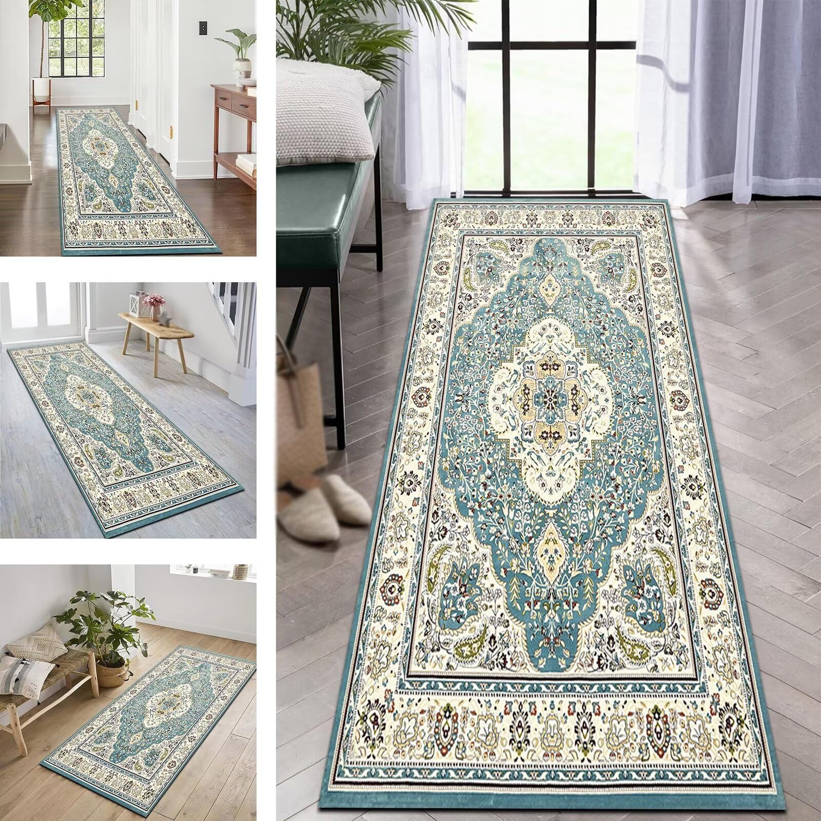 Tapis de coureur lavable bleu 80x350cm pour simplifier l'entretien