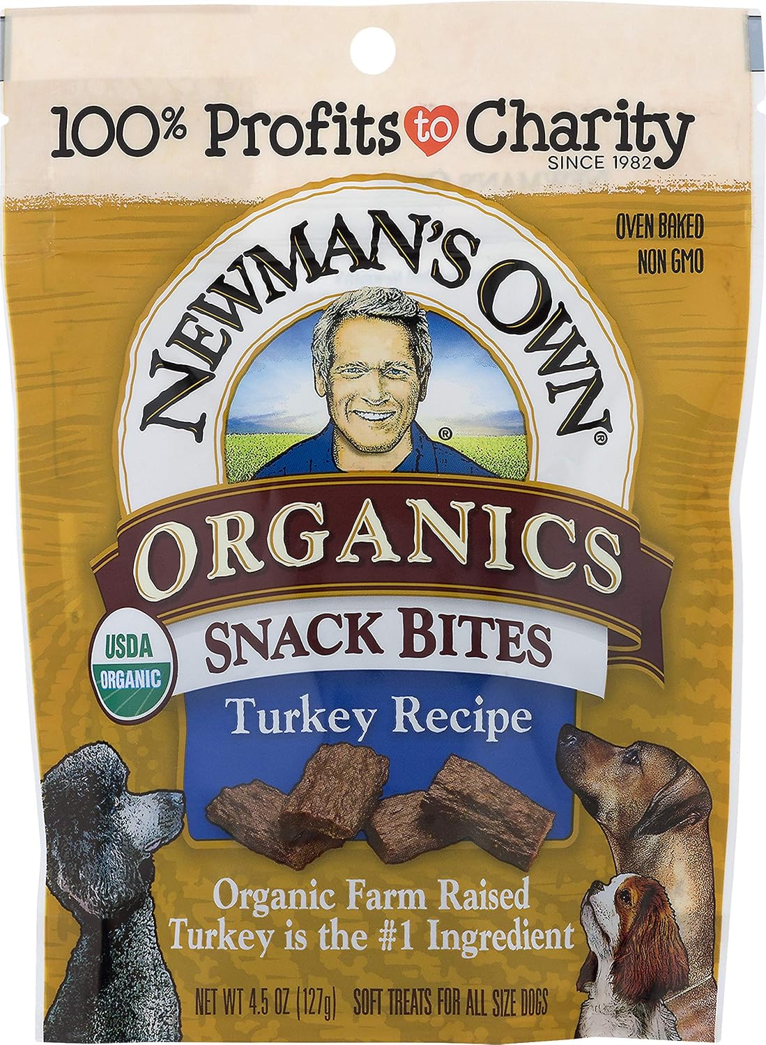 Newman's Own Organics Snack Bites for Dogs, Turkey Recipe, 4.5-oz. (Pack of 8)