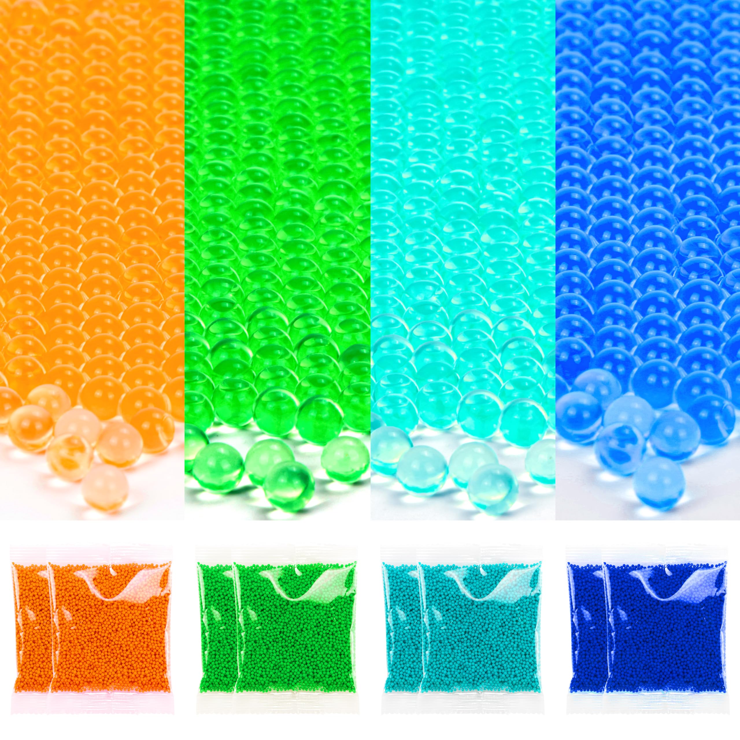 300000 Pcs Gel Balls Blaster Ammo Splat Refill (7-8 mm, 30 Pack), Orange,Green, Blue,Light Blue Gel Splatter 7.5mm Blaster Bullets, for Ages 14+