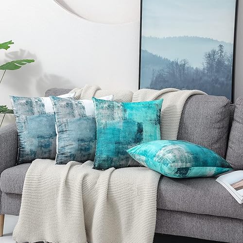 Miniatura 5 de OYIMUA Juego de 2 fundas de almohada decorativas de color verde salvia de 18 x 18 pulgadas, fundas de almohada modernas y estéticas abstractas de