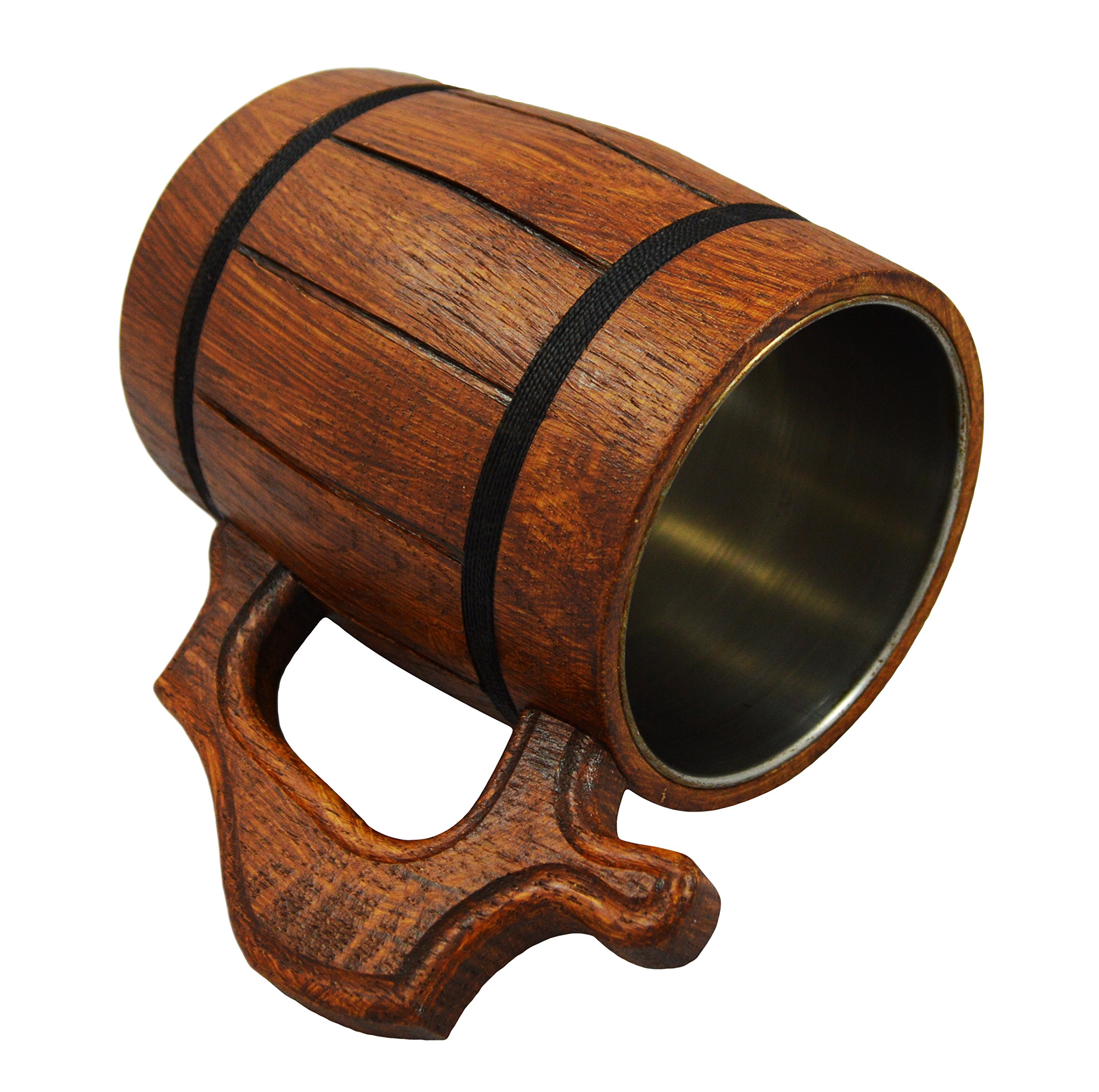Wooden World - Jarra de cerveza de madera de roble Taza grande muy sólida 500 ml / 0,5 l /M10