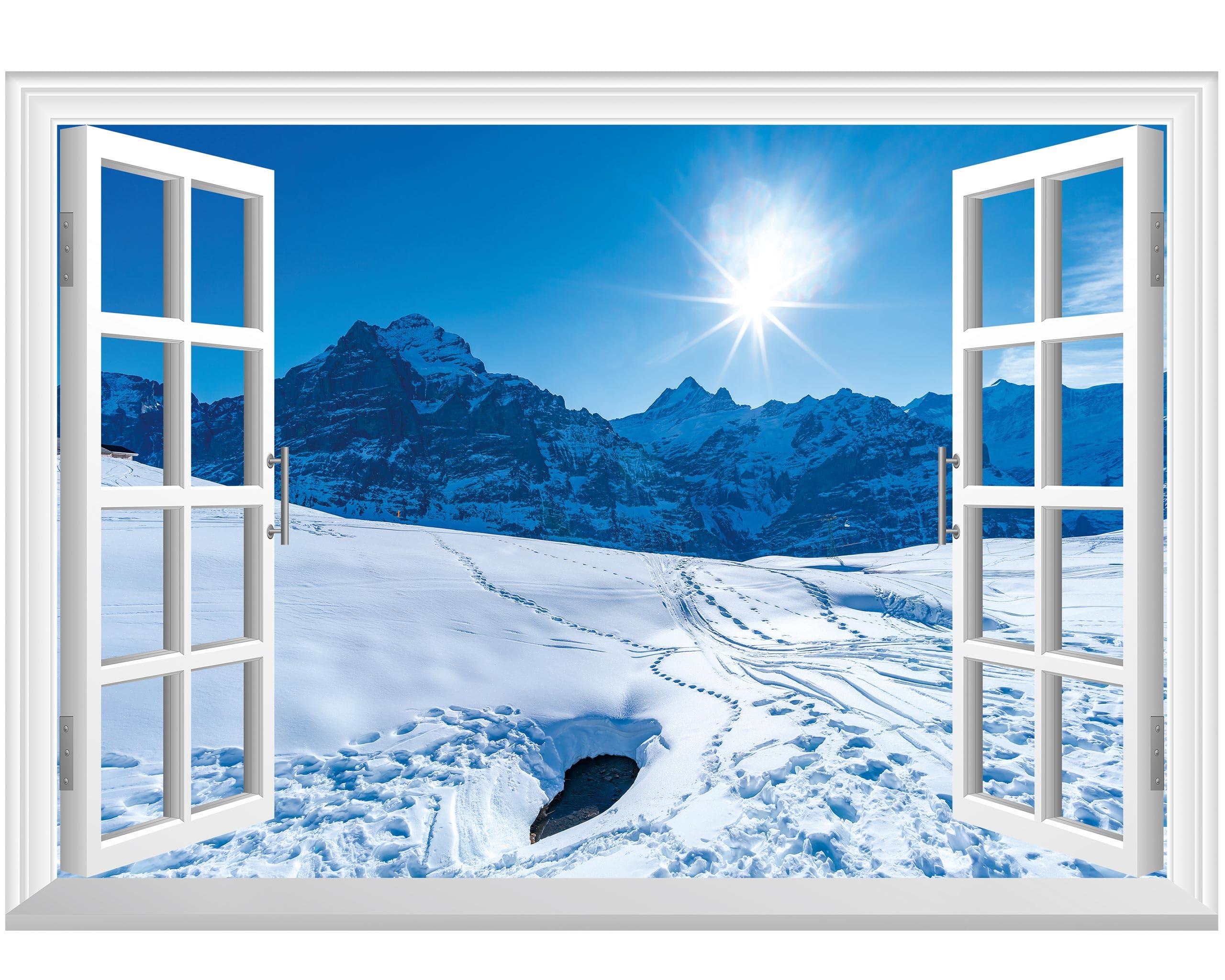 FLFK Fake Window Wall Sticker - Landscape Faux Window Wall Mural for Wall Decor, Stick and Peel Wall Decals,48"x32",Set of 2 Sheets — view 23