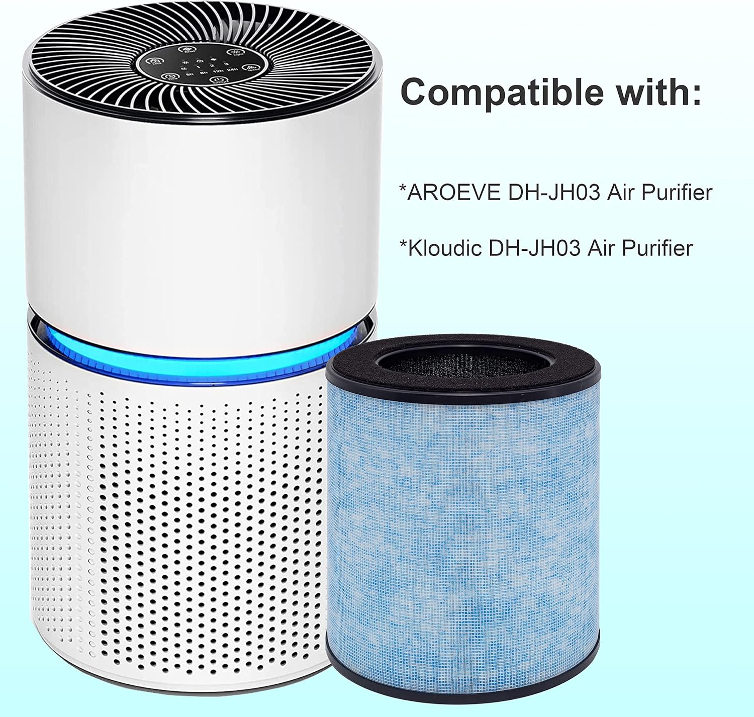 MK03 Air Filter Replacement, Compatible with AROEVE MK03 / DH-JH03 and POMORON MJ003H Air Purifier, 2-Pack - Image 2