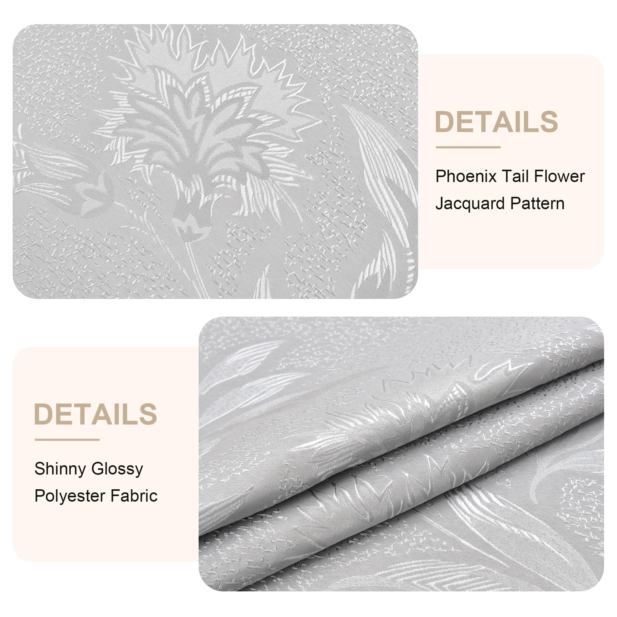 Wolkemer Tovaglia ovale in jacquard, grande, lucida, 152 x 305 cm, grigio