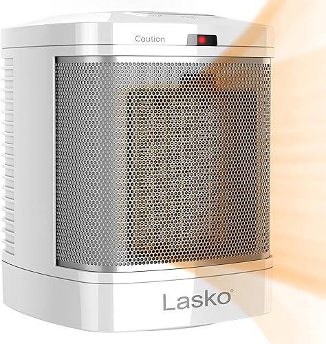 Miniatura 5 de Lasko Calentador de torre digital oscilante de cerámica, 22.75 pulgadas, 1500 W, blanco, 5165 y CD08200 pequeño calentador de espacio de cerámica