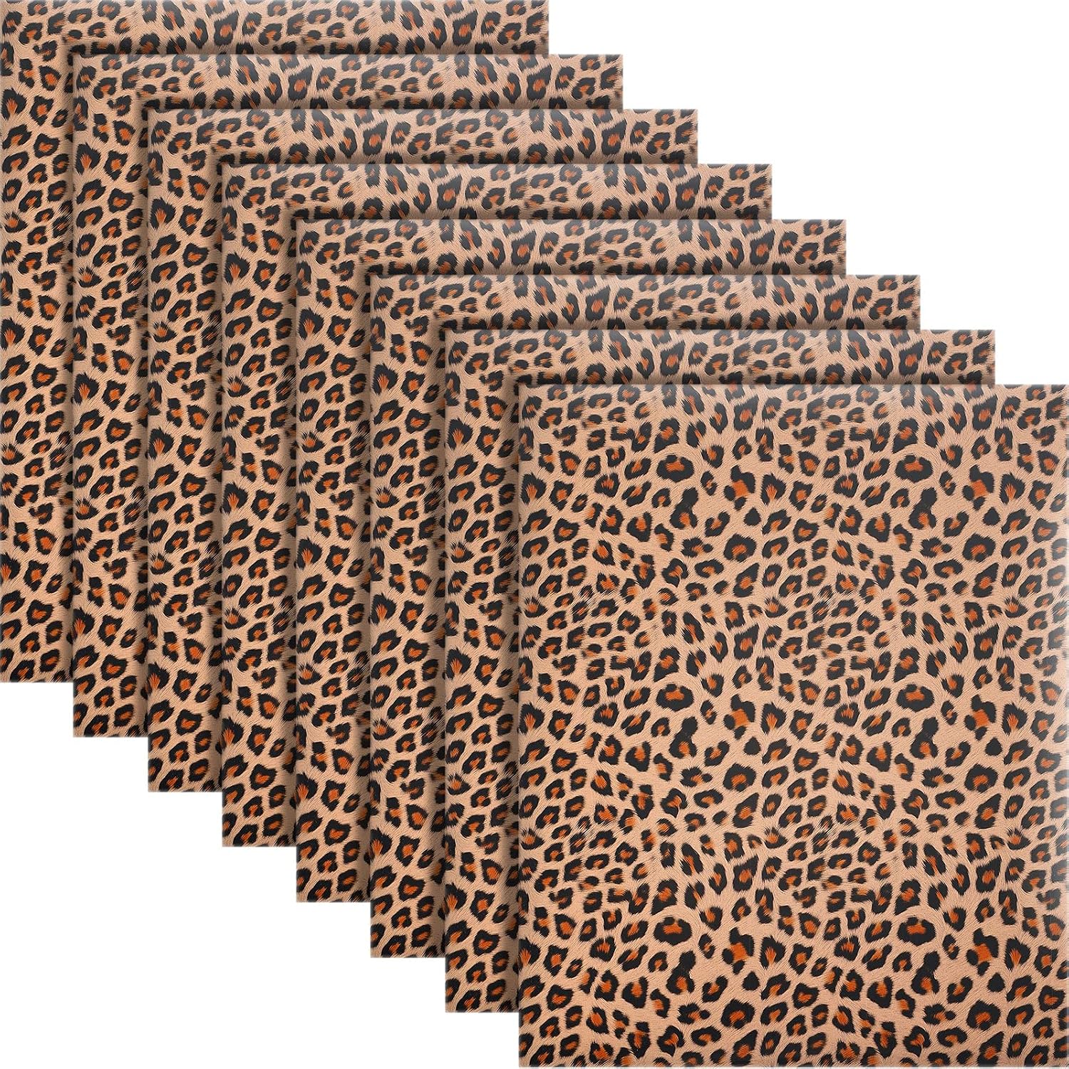 Leopard Cheetah Patterned Heat Transfer Vinyl Animal Print Heat Transfer Vinyl, 12 Inch x 10 Inch Iron on HTV for DIY Clothing T-Shirts Hats Decoration (8 Sheets)