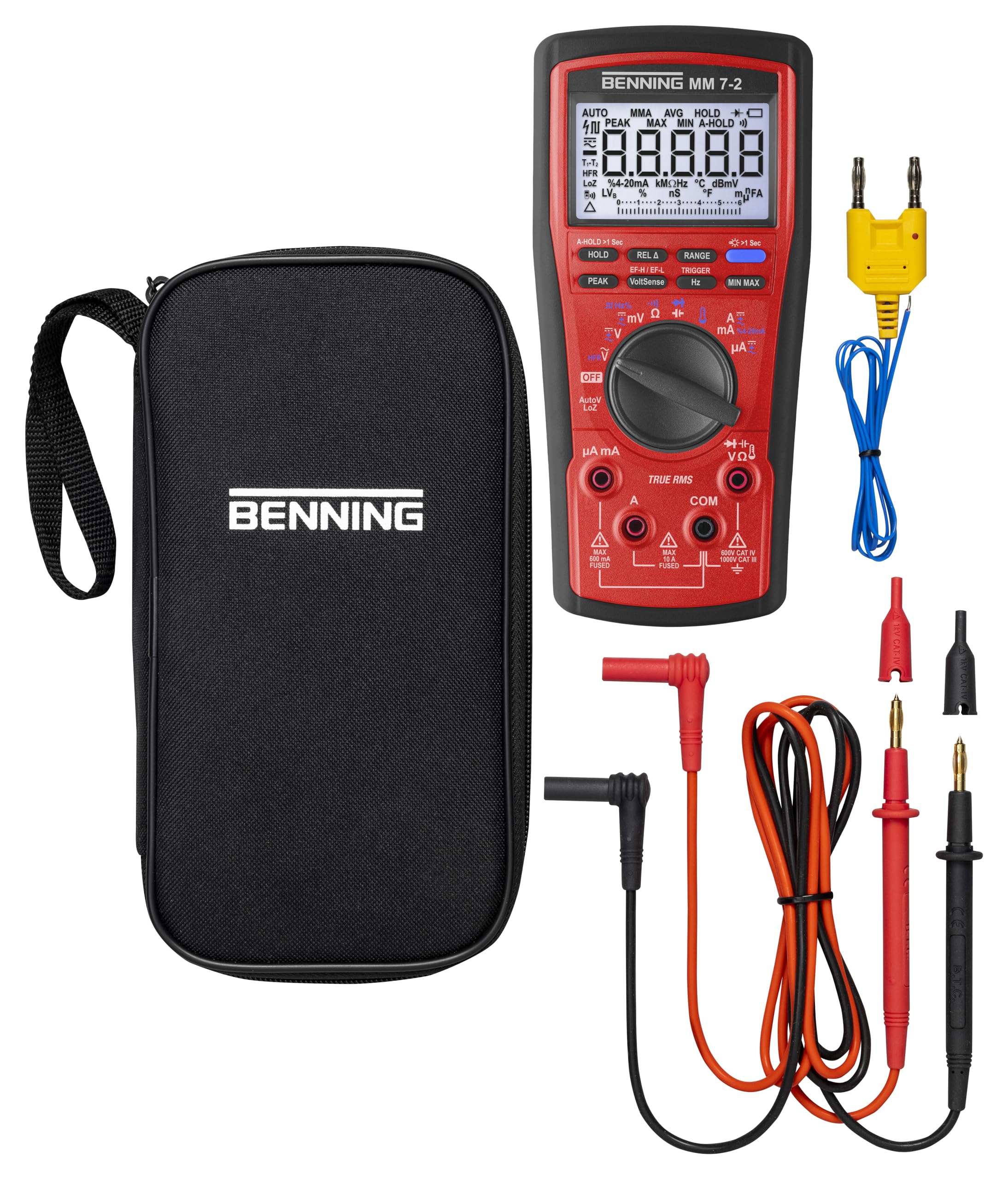 Benning MM 7-2 True RMS Digital-Multimeter (Anzeige digital, Max. Spannungsmessbereich DC 1000 V, Optische und akustische Buchsenkontrolle) 44690
