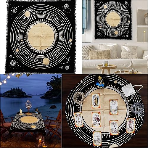 Miniatura 2 de Indian Consigners Tela de altar planetas espirituales, estrellas rituales y galaxia, hermoso sistema solar, mantel de altar de 24 x 24 pulgadas