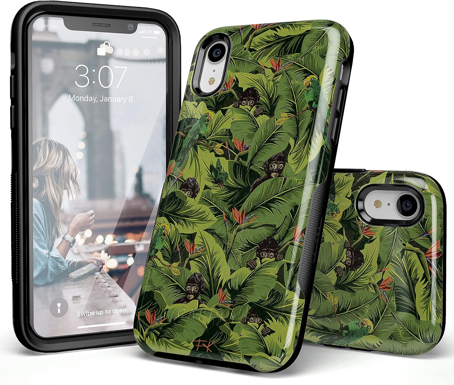 Casely iPhone XR Case | Sneaky Monkeys | Frida Kahlo Jungle Floral | Bold Protective Design