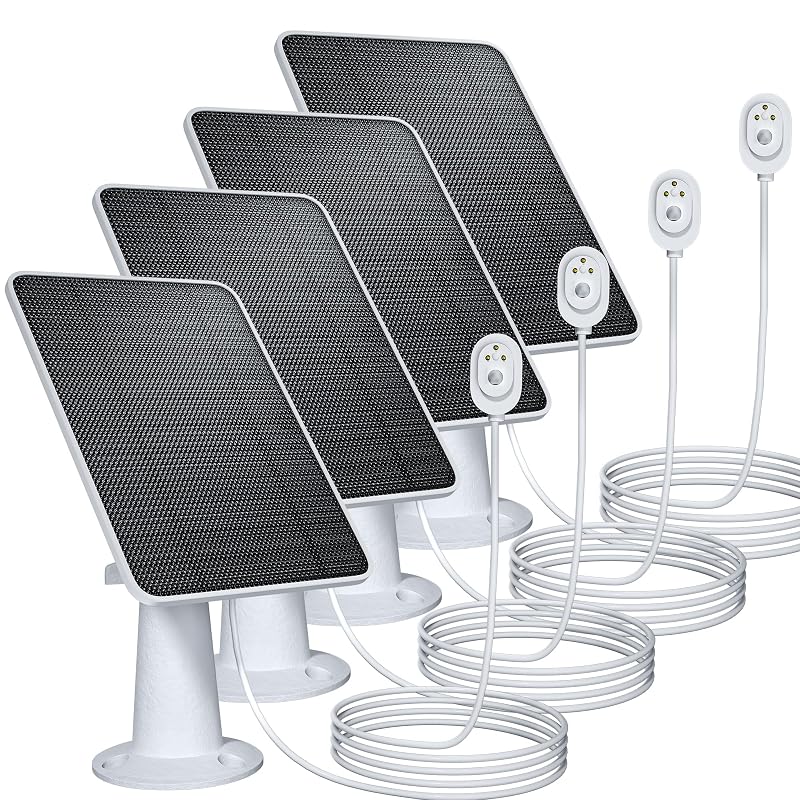 Painel Solar de 4 W para Arlo Pro 5S, Pro 4, Pro 3, Ultra e Ultra 2 com Conector Magnético, Cabo de 3 m e Suporte Ajustável fohoa, Kit com 4 unidades