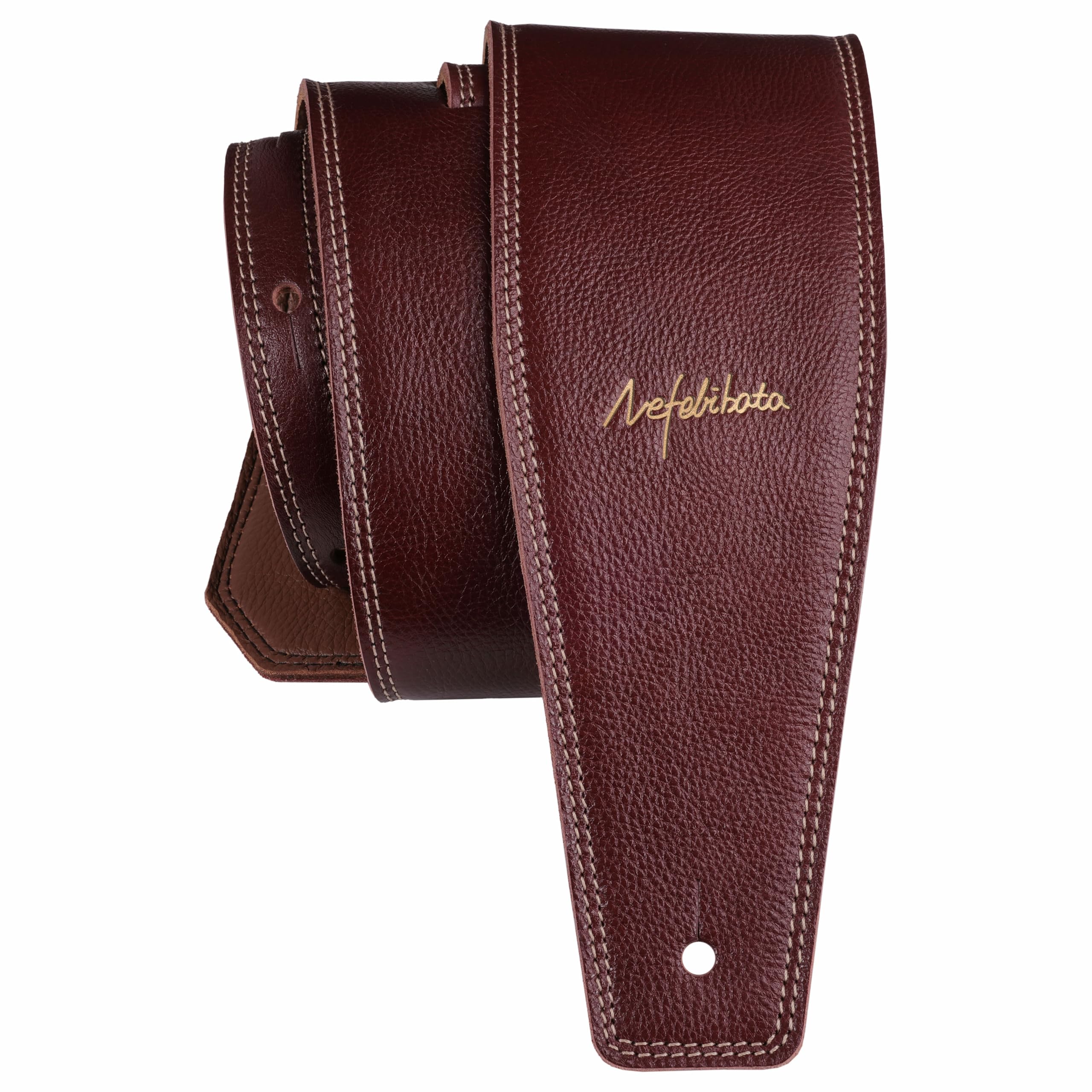 Nefelibata 3.8" Wide Guitar Strap, Full Grain Leather, Adjustable Length 49" to 57" with Foam Padding for Bass Electric