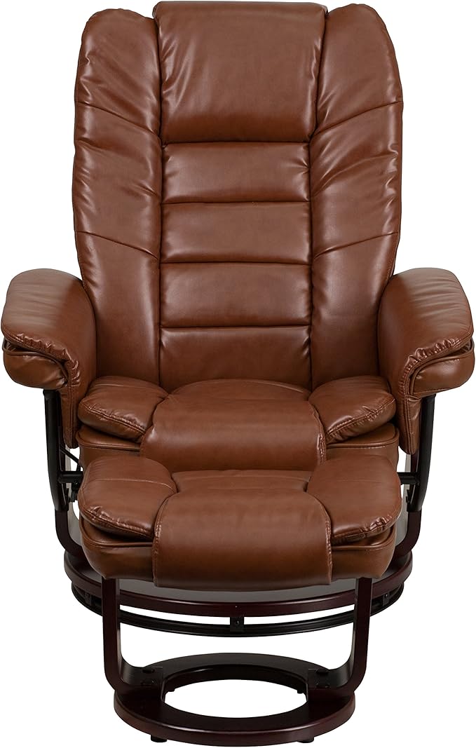 Sillón Reclinable Giratorio con Otomana Piel Sintética Café miniatura 6