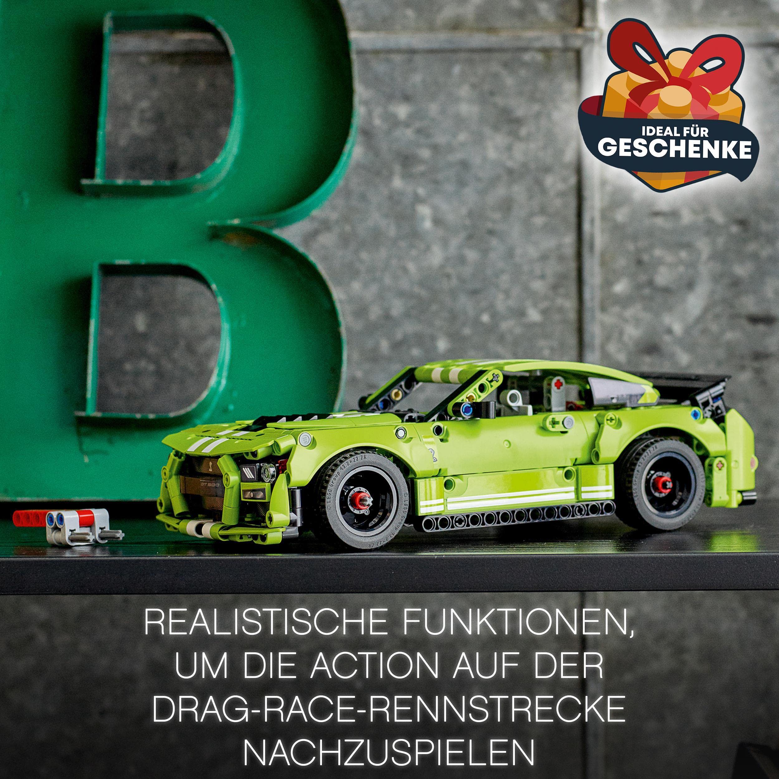 LEGO Technic Ford Mustang Shelby GT500, Modellauto-Bausatz, Spielzeugauto, Rennauto für Kinder und Teenager mit AR-App und Rückziehmotor 42138