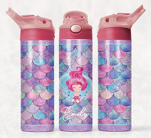 Botella de agua personalizada aislada de 20 onzas  Botella escolar para niñas  Botella deportiva  Taza aislada de acero inoxidable  Botella de agua