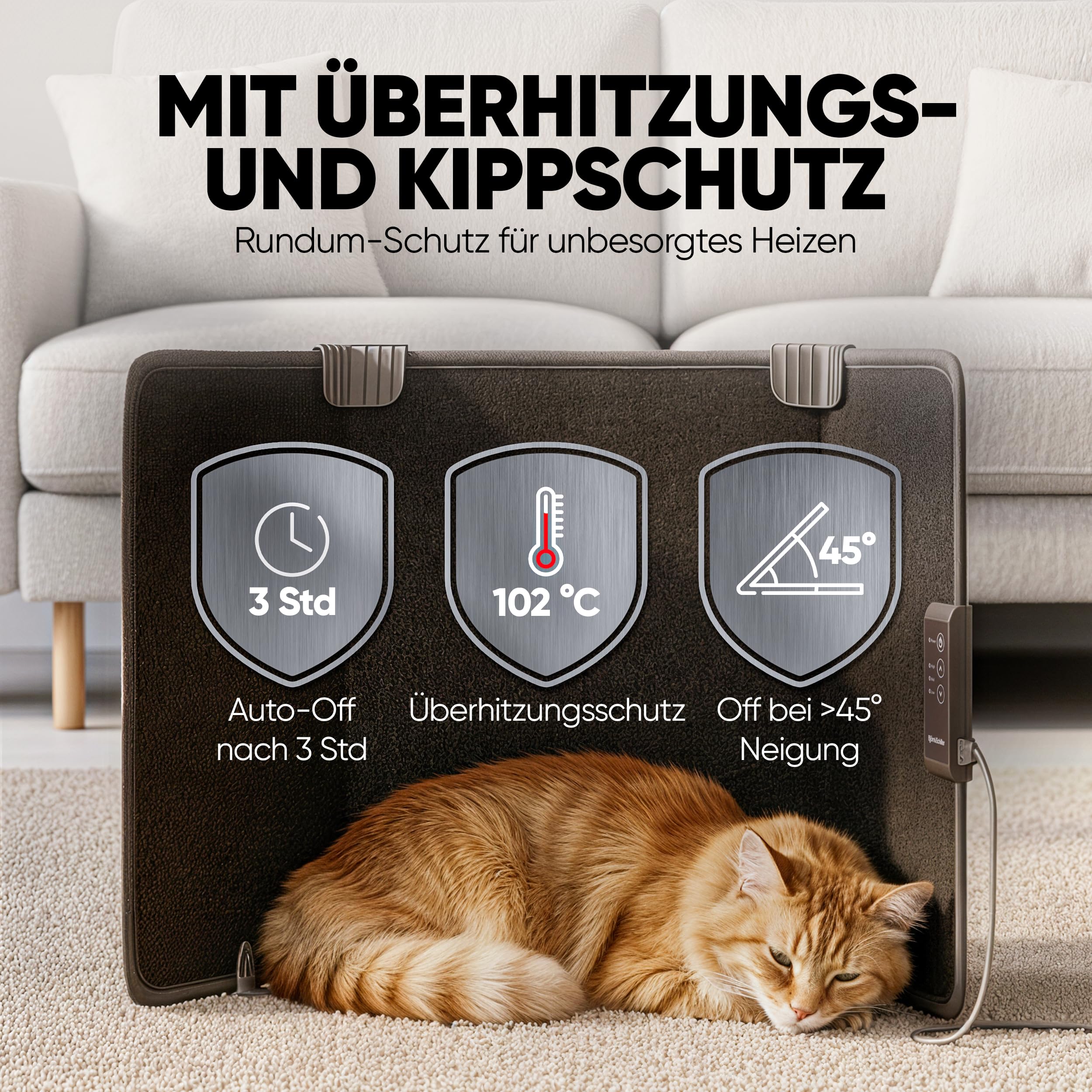 Björn&Schiller Schreibtischheizung, faltbares Heizpaneel 100×51cm, Fußheizung für Zuhause und Büro, kompakt, leicht, schnelles Aufheizen, stromsparend, Tischheizung