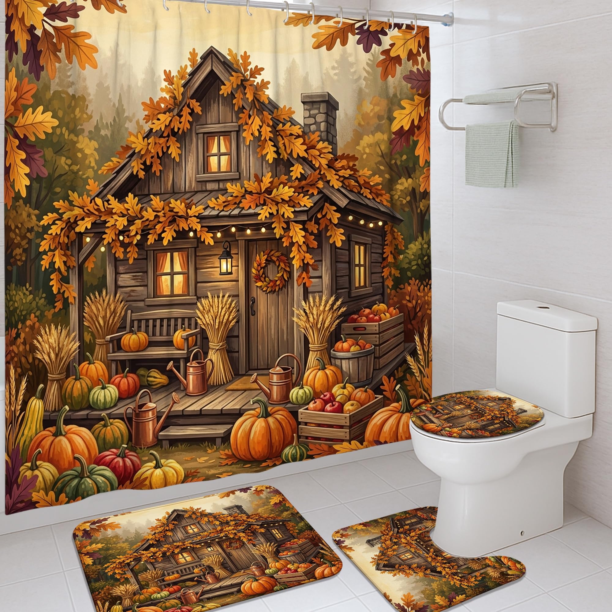 Rideaux de douche rustiques en toile pour une chambre d'amis chaleureuse et cosy