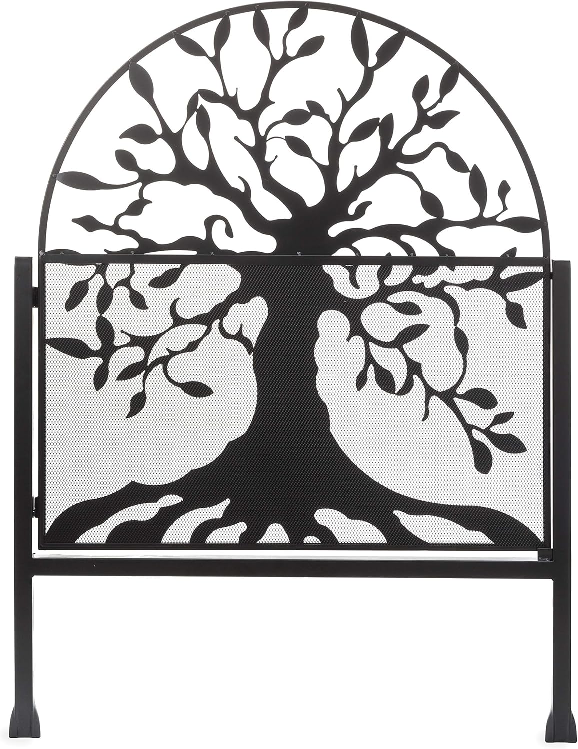 Plow & Hearth Arched Tree of Life Garden Gate - Laser-Cut Metal, Matte Black/Bronze, 36x36 Inch Weather-Resistant Latch Gate