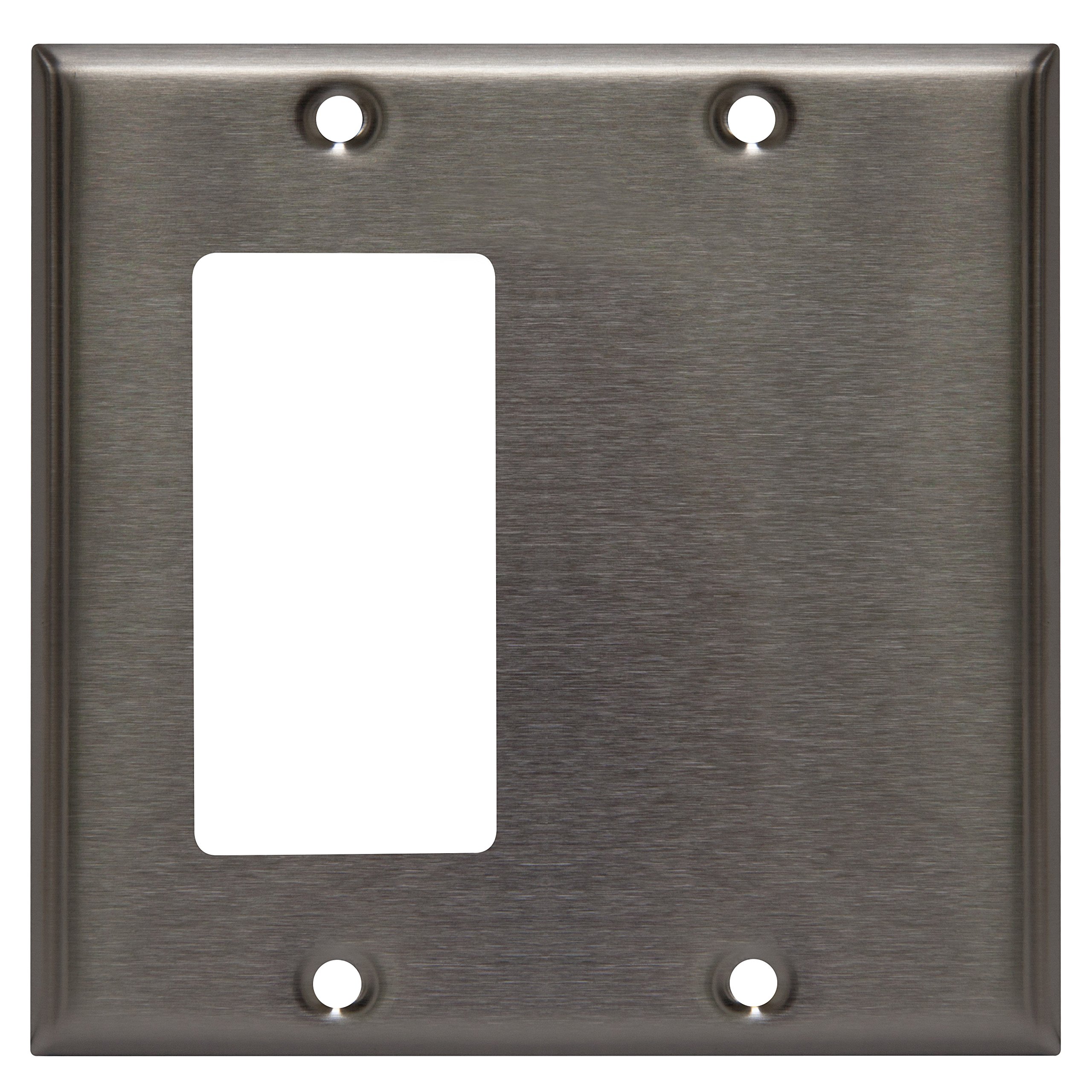 ENERLITES Combination Blank Device or Decorator Switch Metal Wall Plate, Corrosive Resistant, Size 2-Gang 4.50" x 4.57", 770131, 430 Stainless Steel, UL Listed, Silver