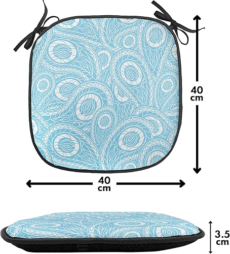 Vista 421 de Lunarable Orient - Juego de 6 cojines de asiento para silla, diseño de estrellas marroquíes, espirales y curvas abstractas, ilustración oriental
