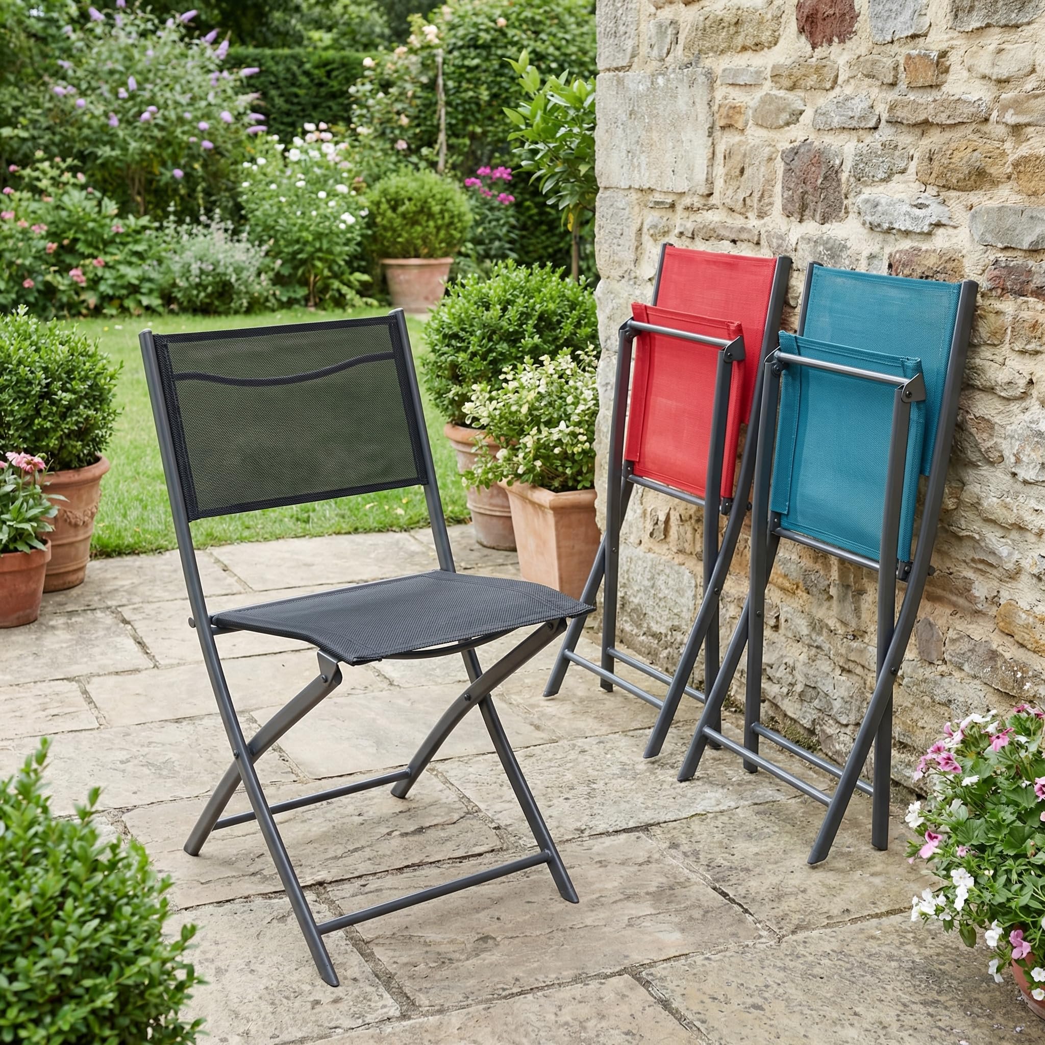 VCM Set de 2 chaises de Balcon Pliantes Chaise de Jardin Pliante Camping Chaise Pliante Sumila Set de 2 chaises de Balcon Pliantes Chaise de Jardin Pliante Camping Chaise Pliante Sumila Noir