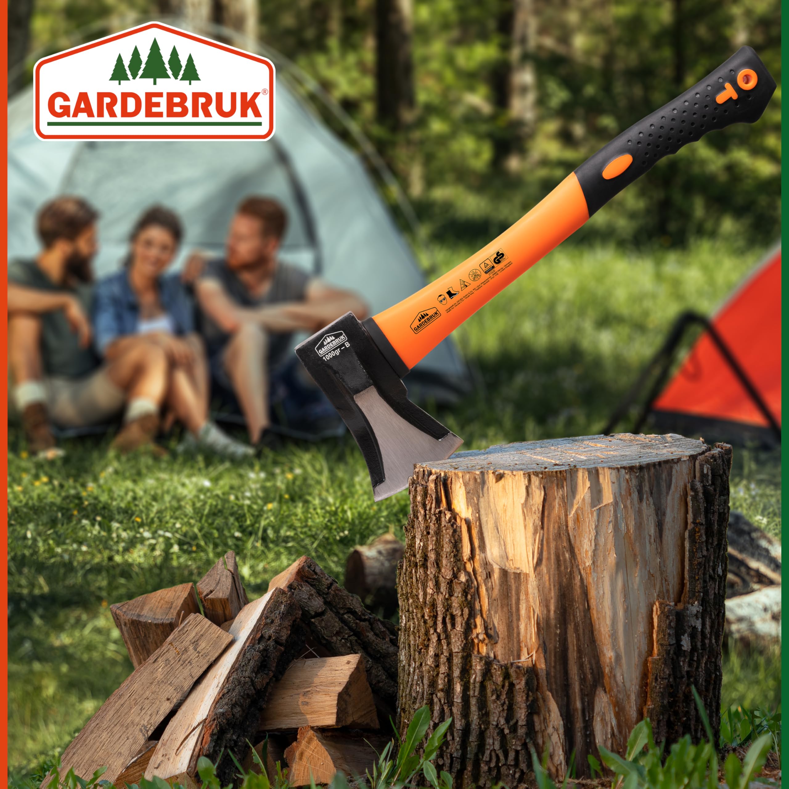 GARDEBRUK® Hachas para Leña de Mano Grande 88,5cm,Hacha Pequeña 42,5cm, Acero al Carbono, Universal, Ergonómicas, Herramientas Jardineria Troncos
