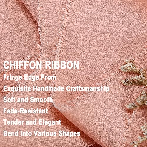 Miniatura 5 de VATIN 3 rollos de cinta de gasa de gasa de gasa con flecos hechos a mano color nude, 1.5 pulgadas x 7 yardas, juego de cintas para invitaciones de