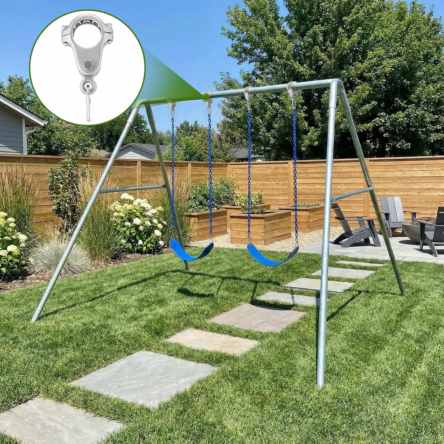Silkfly 2 Pcs 2-3/8" Heavy Duty Swing Hangers Set Steel Pipe Hanger Cast Aluminum a Frame Swing Set Bracket Hardware for Pipe Beams