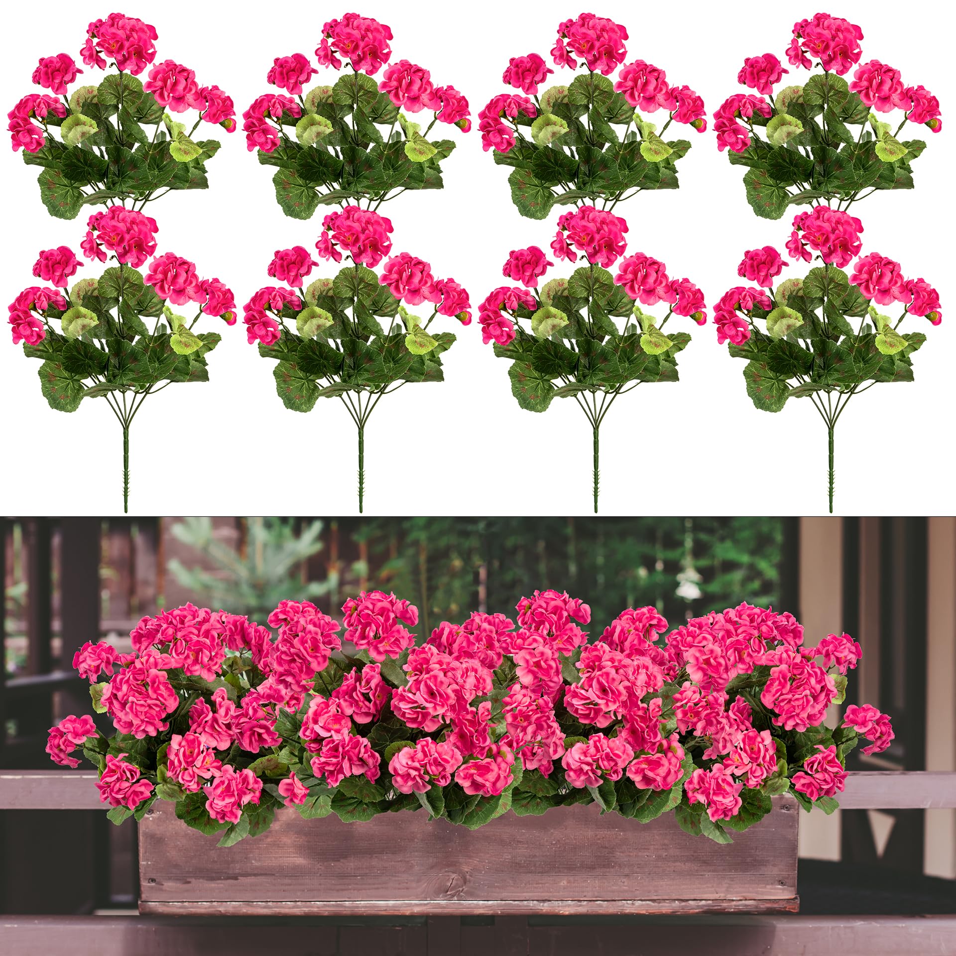 Uqueeten Plastic Flowers for Outdoors Home Decor Fake Plants Artificial Flowers Artificial Geraniums Outdoor Fake Flowers Silk Bouquet Fall Decoration