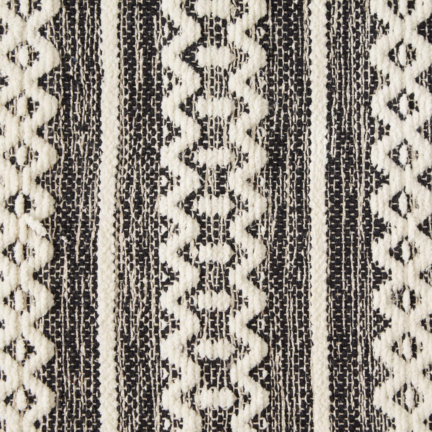 DII Textured Woven Rug Collection Hand-Loomed Shag Printed, 2x3 Ft, Chenille Stripe Black