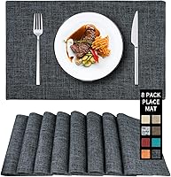 Vista 25 de Juego de 2 manteles individuales y posavasos de piel sintética, redondos de cuero para mesa de comedor, resistentes al calor, antideslizantes