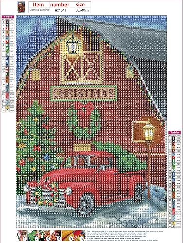 Miniatura 5 de CEOVR Kit de pintura de diamantes de Navidad, kit de arte de diamantes de invierno nevado para adultos, pintura 5D de casa roja con diamante, arte