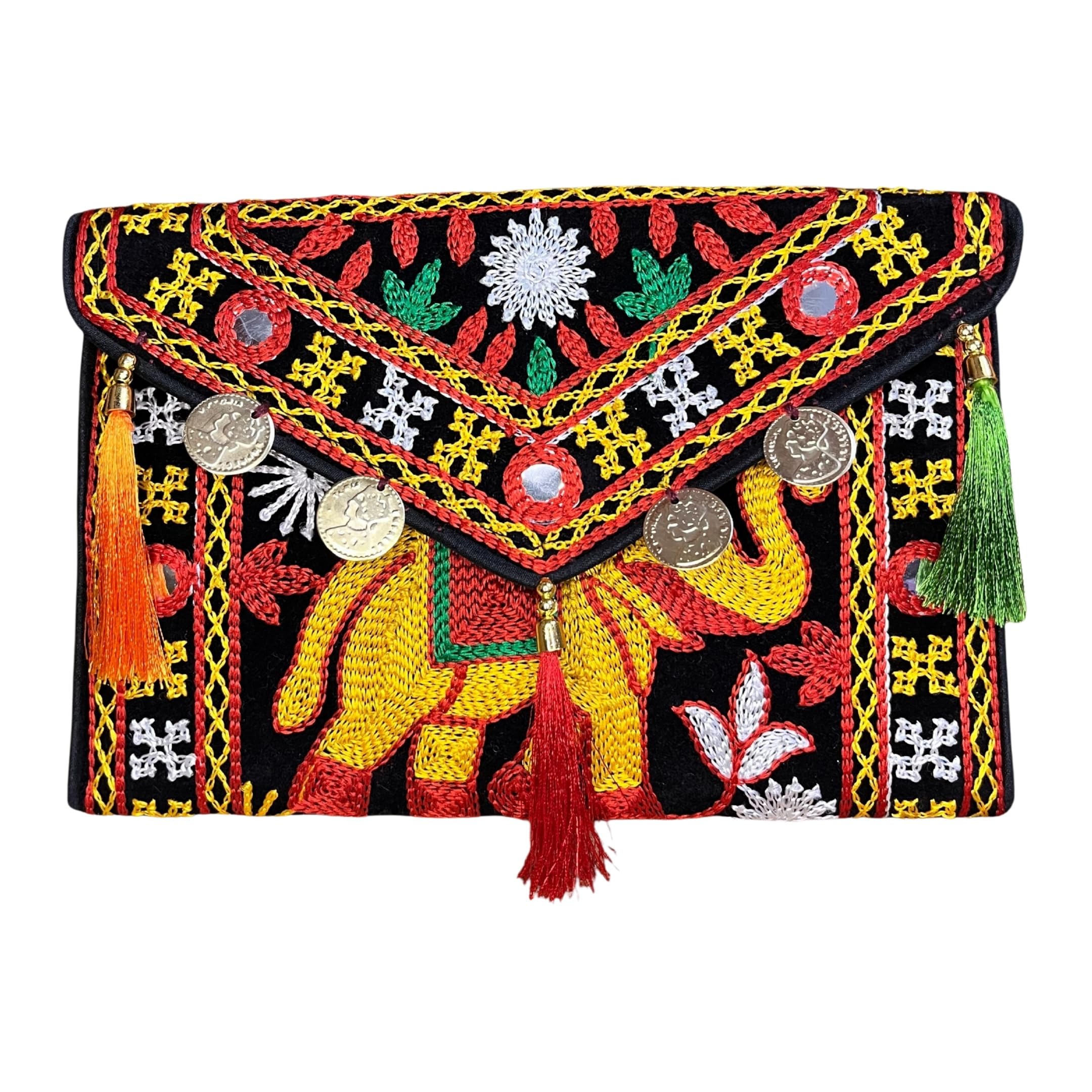 Women's Rajasthani Handmade Elephant Embroidery Small Clutch Bag-image-18