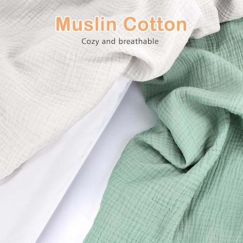 Miniatura 4 de Accmor Funda de muselina para cambiador de bebé, 100% algodón, universal, ajustable, para niñas y niños, sábanas suaves y transpirables, paquete de 2