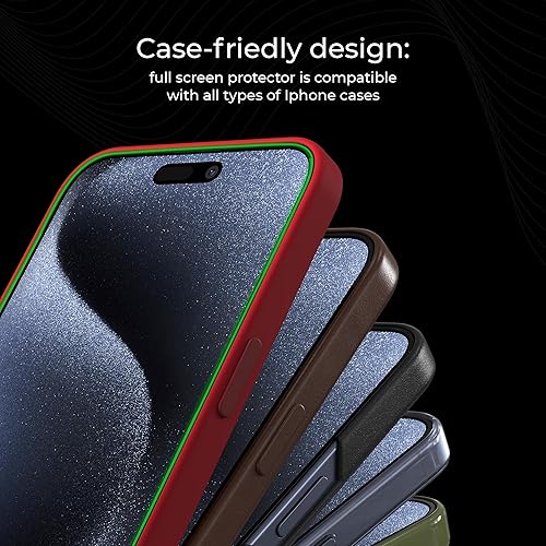 Miniatura 4 de Deppa Paquete de 2 protectores de pantalla premium para iPhone 15 Pro Max (6.7 pies) de vidrio templado 3D de borde a borde, cobertura completa,