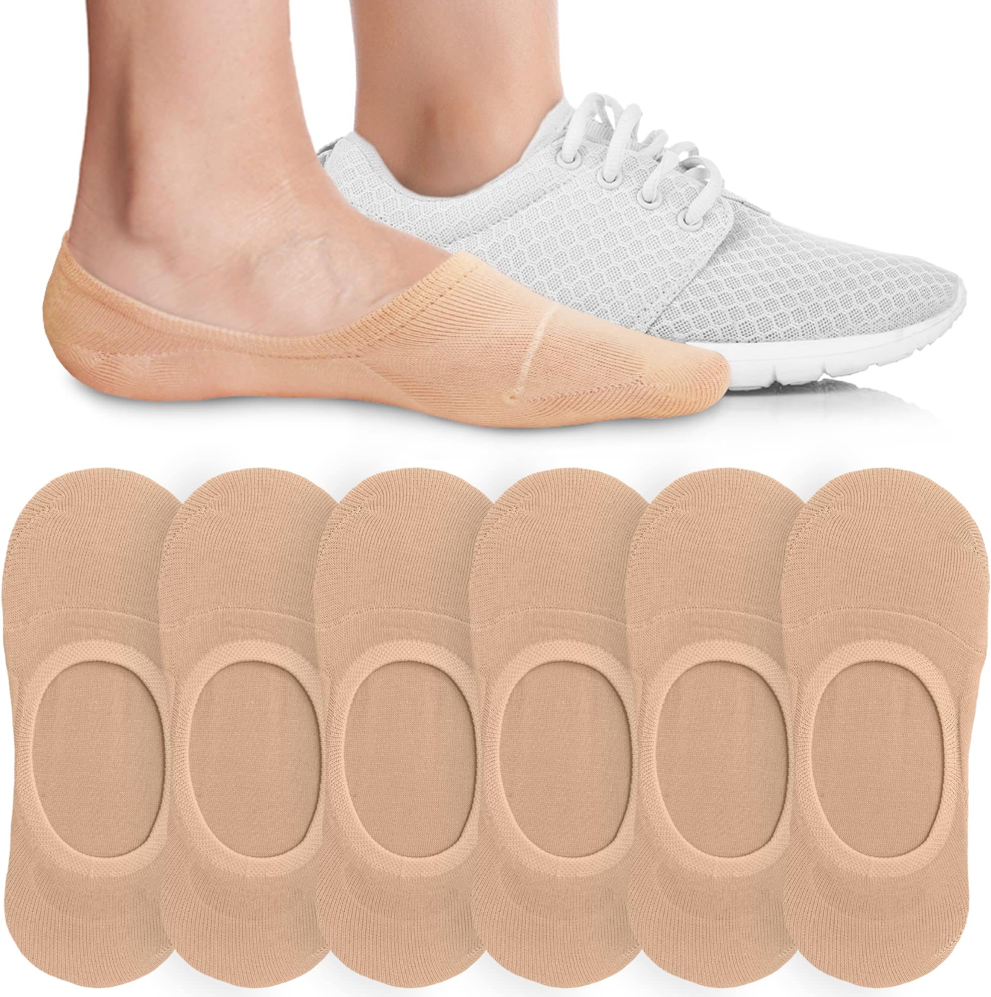 Women's 3 to 8 Pack Thin No Show Socks Non Slip Flat Boat Line