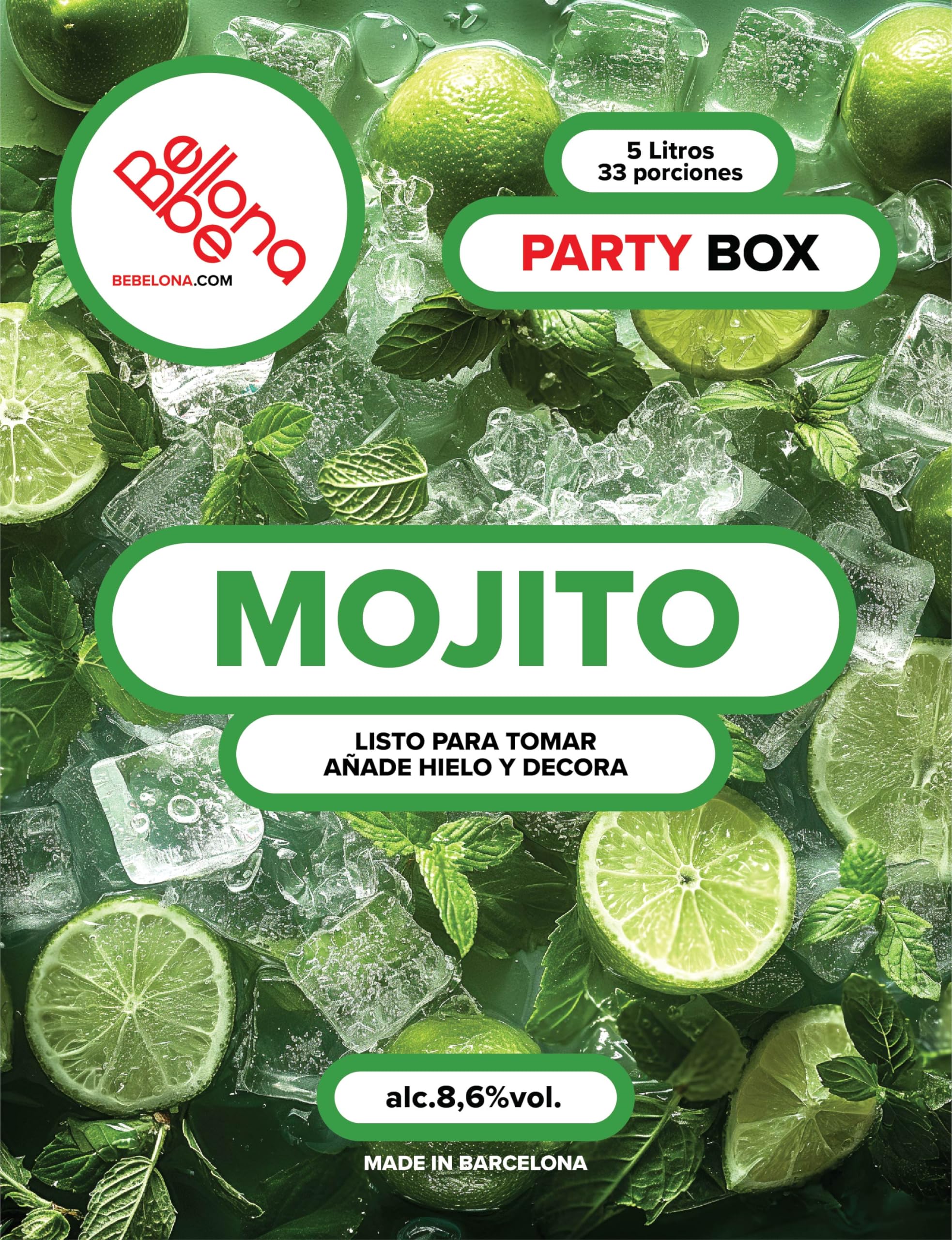 BEBELONA MOJITO Cóctel Alcohólico Listo para Servir 5 LTR