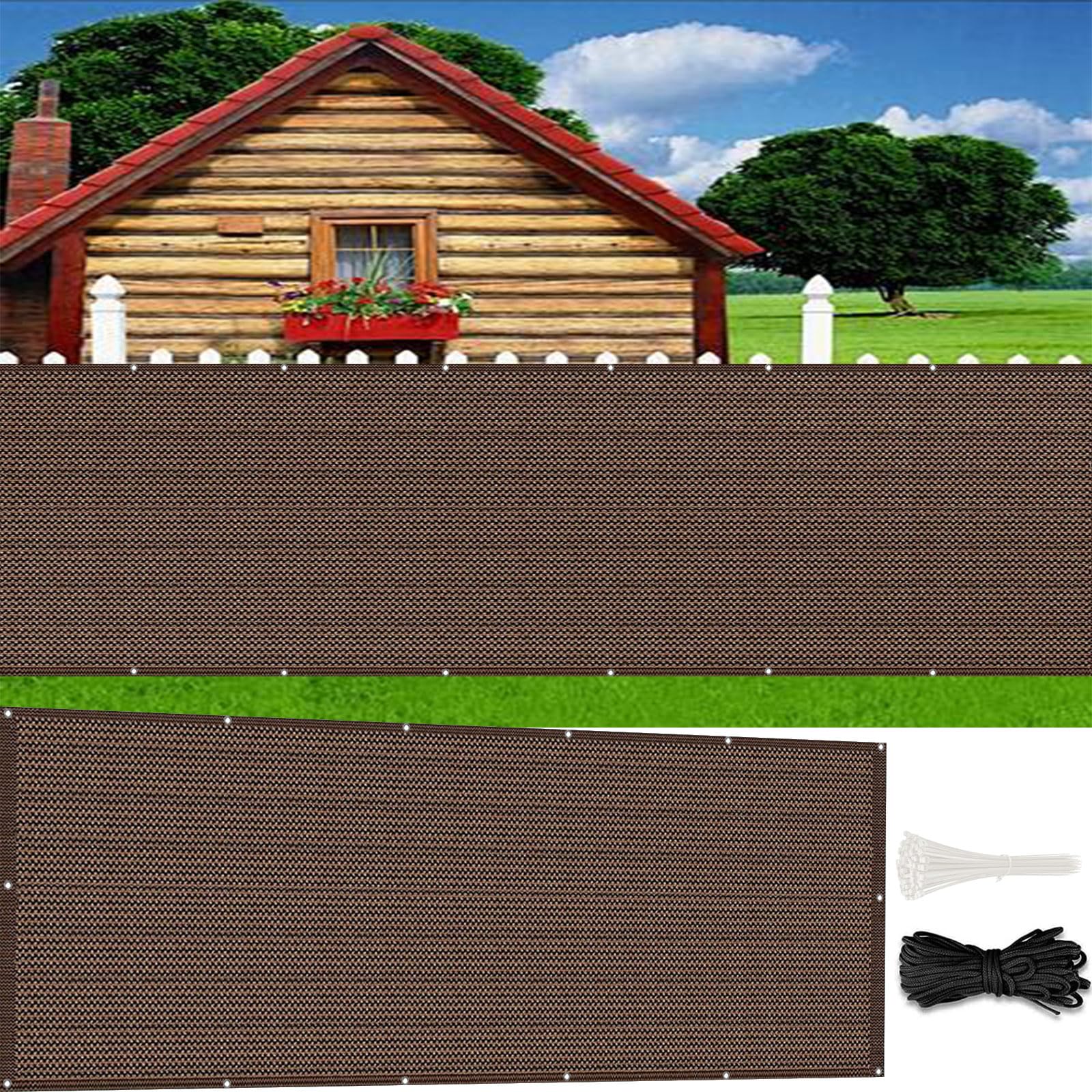 Brise vue balcon 90x280 cm marron occultant respirant en toile HDPE