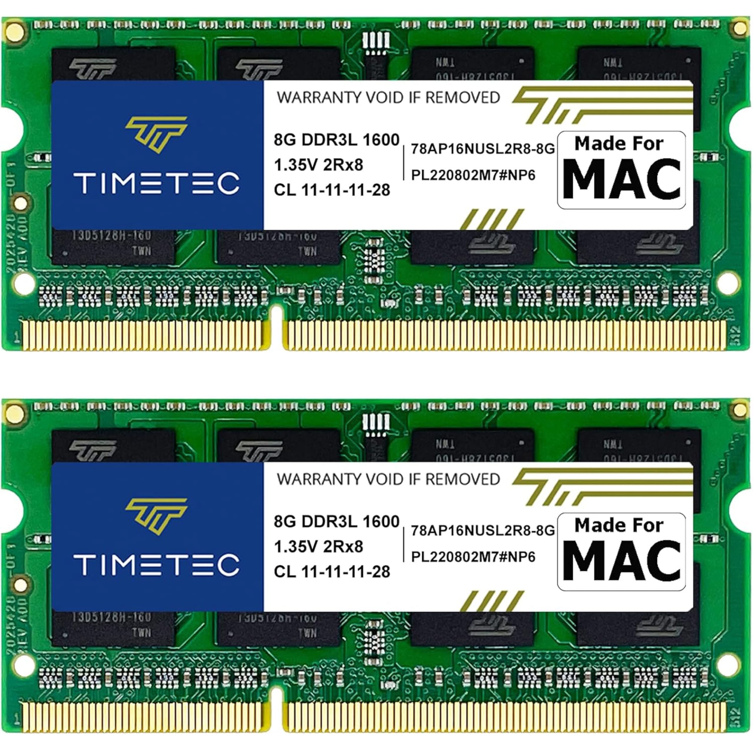 Macbook pro用 TIMETEC 16GB（8GB2枚）DDR3 メモリ Timetec 16GB KIT(2x8GB) Compatible for Apple DDR3L 1600MHz for