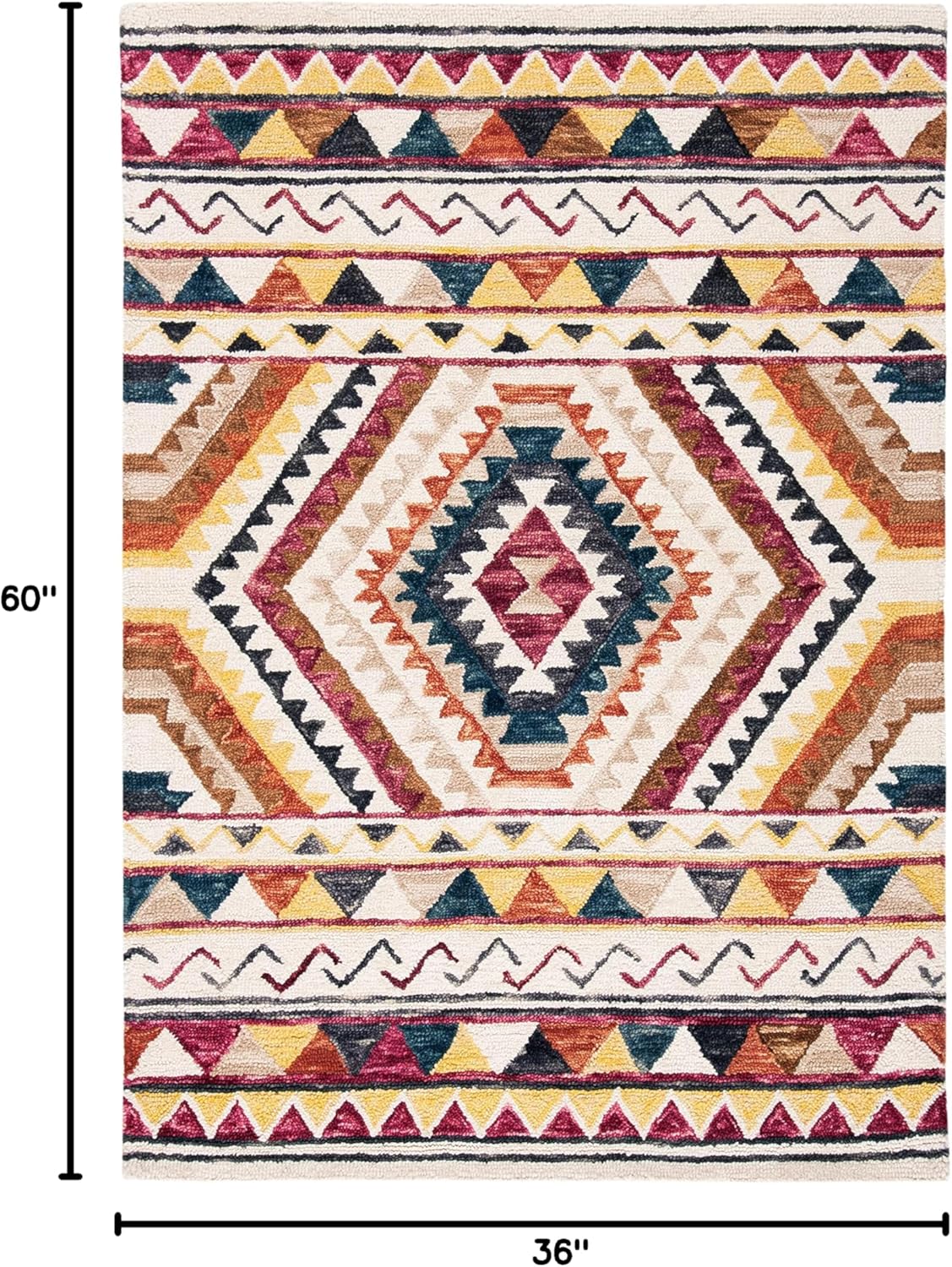 SAFAVIEH Aspen Collection Accent Rug - 3' x 5', Rust & Ivory, Handmade Moroccan Boho Tribal Wool, Ideal for High Traffic Areas in Entryway, Living Room, Bedroom (APN806P)