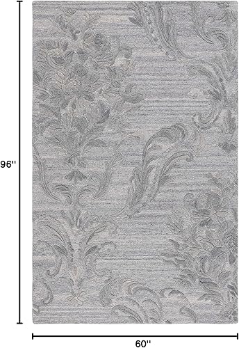Miniatura 2 de SAFAVIEH Jardin Collection - Alfombra de área de 5 x 8 pies, gris, lana hecha a mano, ideal para zonas de alto tráfico en sala de estar, dormitorio