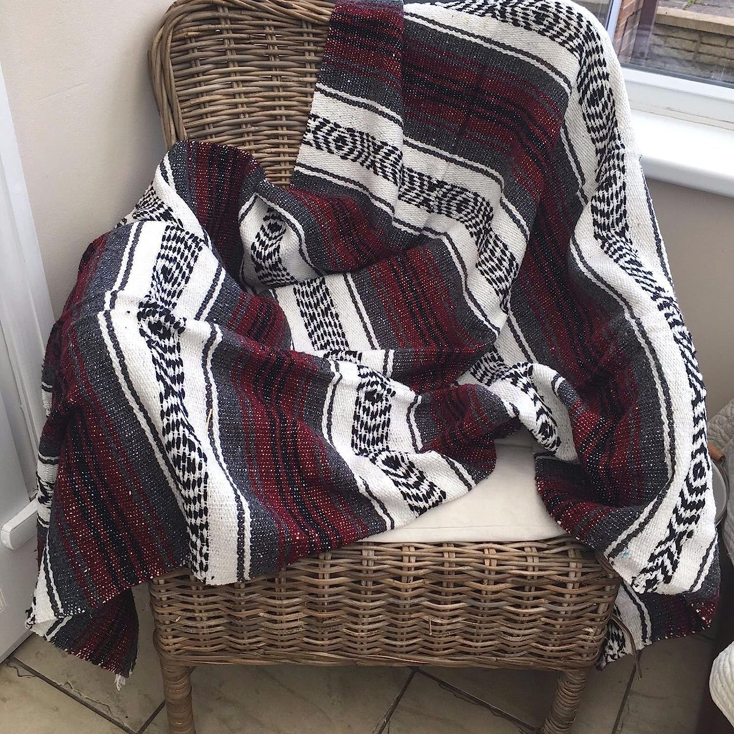 Mexican Yoga Blanket – Throw for Yoga, Beach, Picnic, Saddle, or Home Décor Camping Blanket 40 x 70 Inch